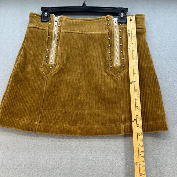 Pol Women's Corduroy Mini Skirt Size Large Mustard Color Dueling ZippersSMS14A - Picture 5 of 10